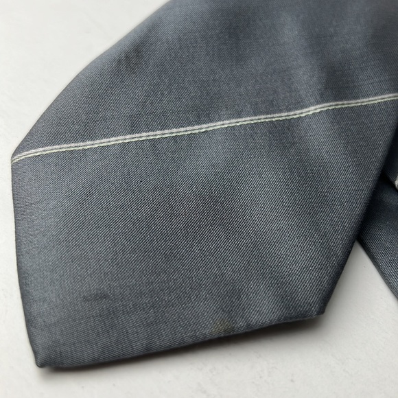 Royal Botanic Gardens Necktie Grey Striped All Silk Weft Made in England - Picture 8 of 9